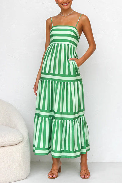 Dana | Spaghetti Strap Striped Maxi Dress