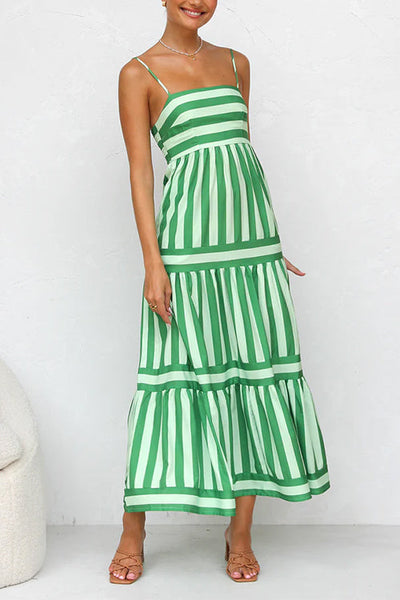 Dana | Spaghetti Strap Striped Maxi Dress