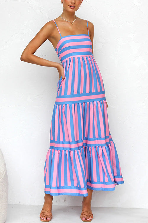 Dana | Spaghetti Strap Striped Maxi Dress