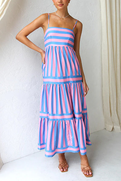 Dana | Spaghetti Strap Striped Maxi Dress