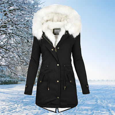 JONA - ELEGANT COAT WITH WHITE FAUX FUR