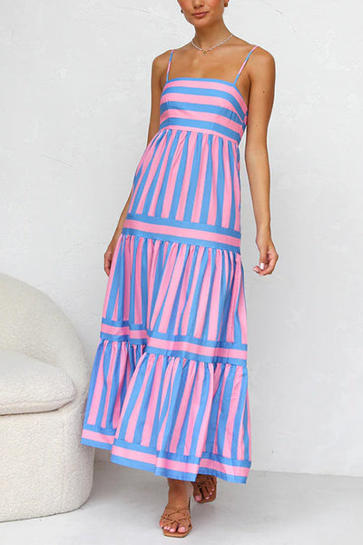 Dana | Spaghetti Strap Striped Maxi Dress