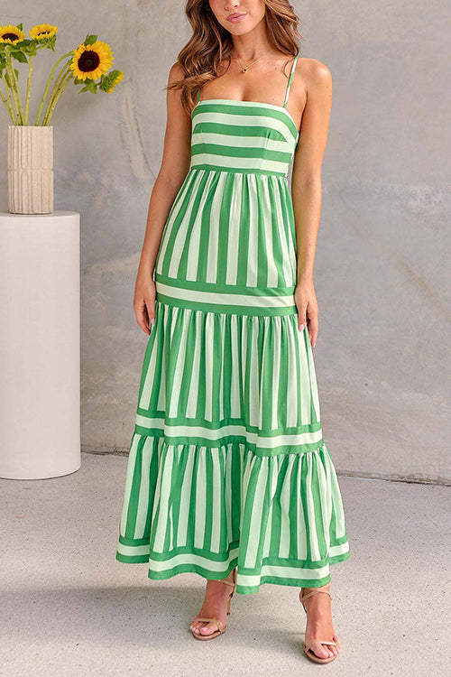 Dana | Spaghetti Strap Striped Maxi Dress