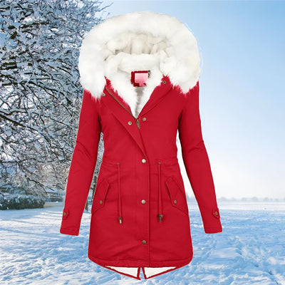 JONA - ELEGANT COAT WITH WHITE FAUX FUR