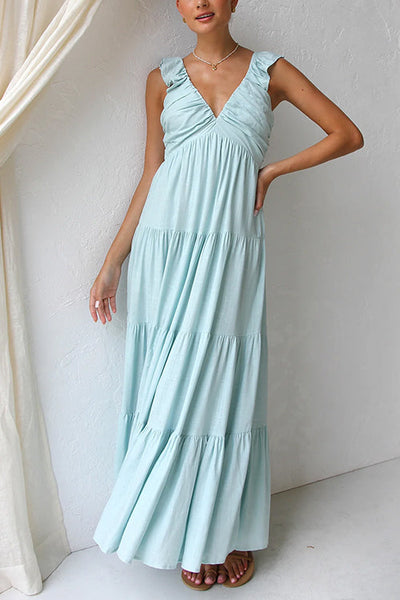 Emma - V-Neck Linen Maxi Dress