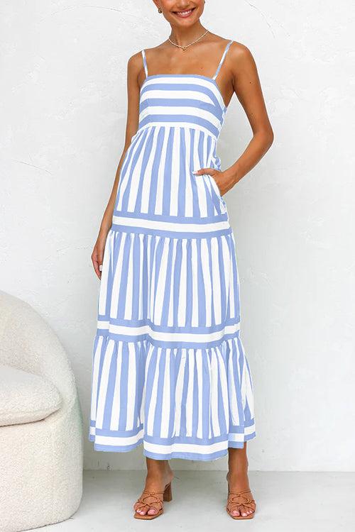 Dana | Spaghetti Strap Striped Maxi Dress