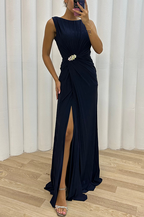 Deena - Embellished Slit Evening Maxi Dress