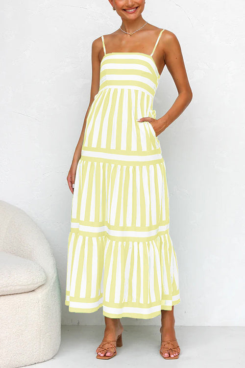 Dana | Spaghetti Strap Striped Maxi Dress