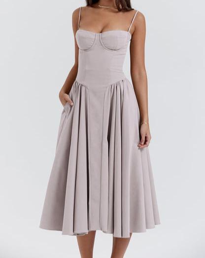 Carolyn - Sleeveless Corset Midi Dress