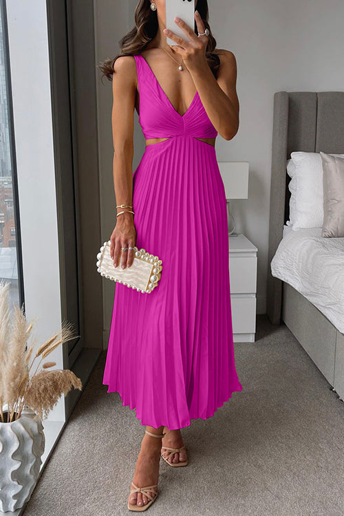 Evelyn - Sleeveless Pleated Maxi Dress