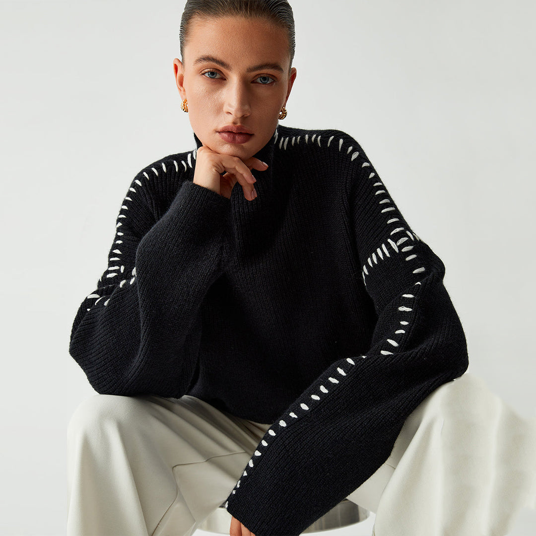 Isla - Stitched High Neck Jumper