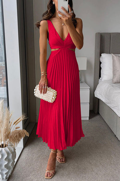 Evelyn - Sleeveless Pleated Maxi Dress