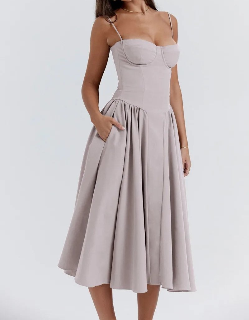 Carolyn - Sleeveless Corset Midi Dress