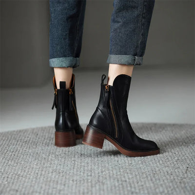 LAURA - LEATHER ANKLE BOOTS