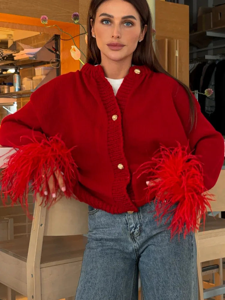 Daisy - Chic Feather Cardigan