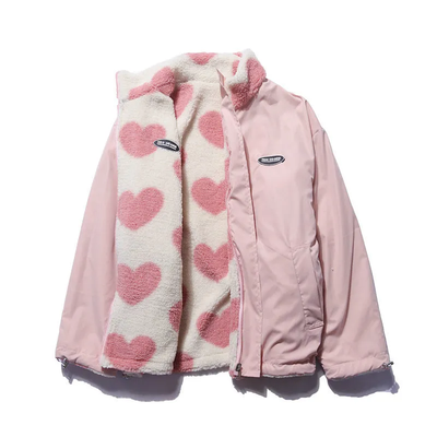 Hannah - Reversible Heart Fleece Jacket