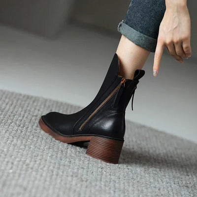 LAURA - LEATHER ANKLE BOOTS