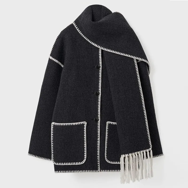 Elena - Fringe Scarf Jacket