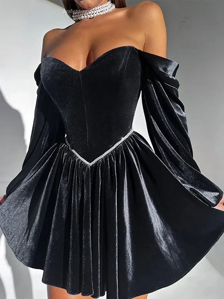 Aisha - Velvet Strapless Party Dress