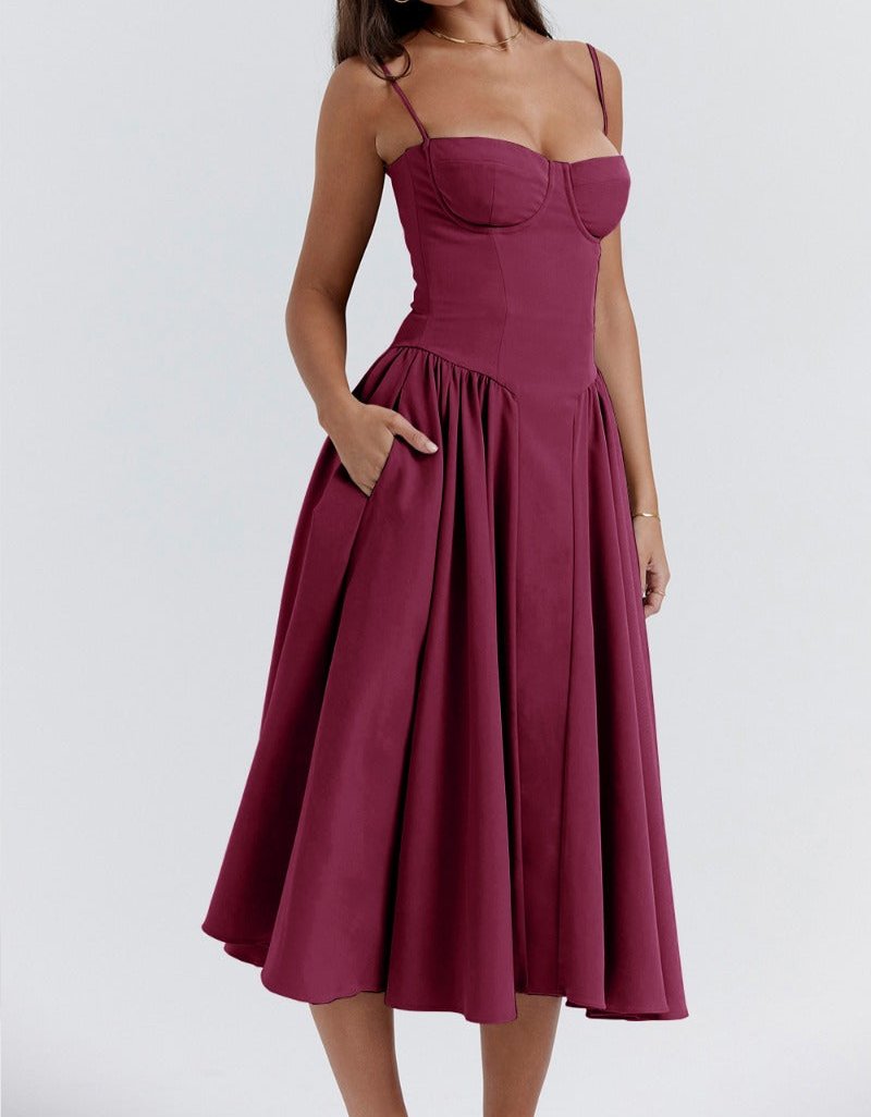 Carolyn - Sleeveless Corset Midi Dress