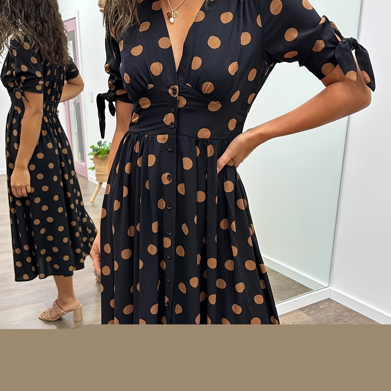 Nipa - Polka Dot V-Neck Dress