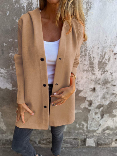 ETHEL - CASUAL SINGLE-BUTTON HOODED JACKET